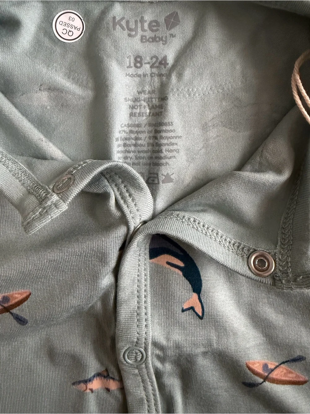 *NWT Kyte BABY Seafoam Orca & Fish Print One-Piece snap romper in COAST 18-24 mo